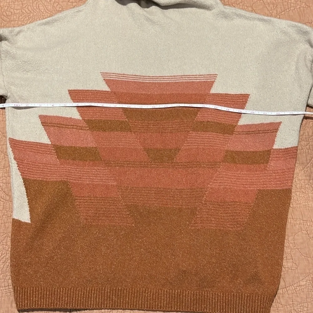 Prana Frosted Pine Beige/Orange Mock Neck Pullover Knit Granola Girl Sweater